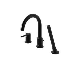 Kohlman Axel Black Bateria Wannowa 3-otworowa z obrotową wylewką Czarny mat QB241AB