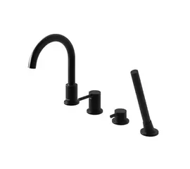 Kohlman Axel Black Bateria Wannowa 4-otworowa z obrotową wylewką Czarny mat QB244AB