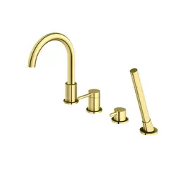 Kohlman Axel Gold Bateria Wannowa 4-otworowa z obrotową wylewką Złota QB244AGD