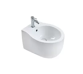 Biały podwieszany bidet z okrągłą częścią myjącą