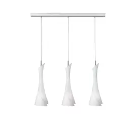 Potrójna lampa wisząca z białymi kloszami