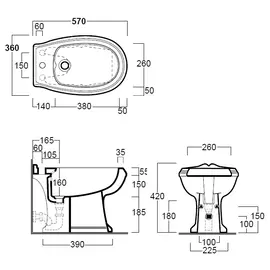 Simas Arcade 57x36cm Bidet Stojacy