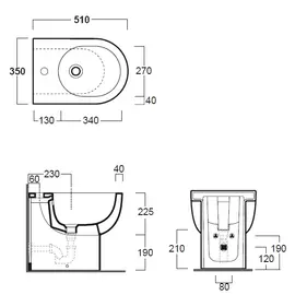 Simas E-Line 51x35cm Bidet stojący