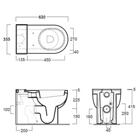 Simas E-Line 62x35,5cm Muszla stojąca