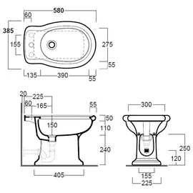 Simas Lante 58x38,5cm Bidet Stojący