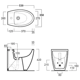 Simas LFT Spazio 53x35cm Bidet stojący