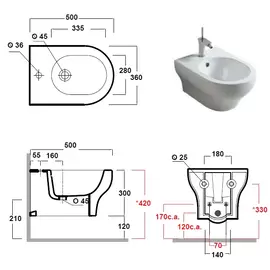 Olympia Ceramica Clear 50x36cm Bidet podwieszany biały