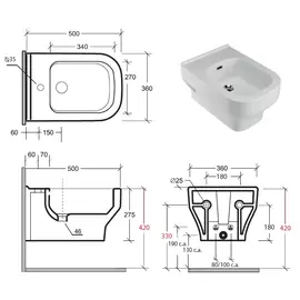 Olympia Ceramica Synthesis 50x36cm Bidet podwieszany biały