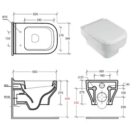 Olympia Ceramica Synthesis 50x36cm Muszla podwieszana biała Rimless