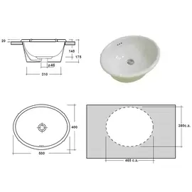 Olympia Ceramica Impero 50x40cm Umywalka Wpuszczana w blat biała