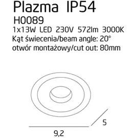 MAXLIGHT Plazma H0089 oprawa podtynkowa biała IP54
