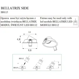 MAXLIGHT Bellatrix H0115 Oprawa wpustowa Side biała IP20 do modułu świetlnego Bellatrix DARMOWA WYSYŁKA W 24h