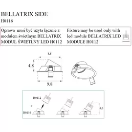 MAXLIGHT Bellatrix H0116 Oprawa wpustowa Side czarna IP20 do modułu świetlnego Bellatrix DARMOWA WYSYŁKA W 24h