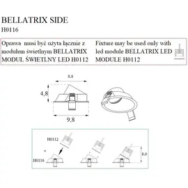 MAXLIGHT Bellatrix H0116 Oprawa wpustowa Side czarna IP20 do modułu świetlnego Bellatrix DARMOWA WYSYŁKA W 24h