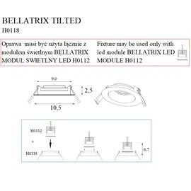 MAXLIGHT Bellatrix H0118 Oprawa wpustowa Tilted czarna IP20 do modułu świetlnego Bellatrix DARMOWA WYSYŁKA W 24h