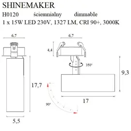 MAXLIGHT Shinemaker H0120 lampa wpuszczana czarna ściemnialna DARMOWA WYSYŁKA W 24h