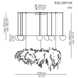 Estiluz Circ Lampa Wisząca Czarna R30.1MP1VK