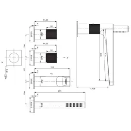 Omnires Contour Bateria Wannowa 4-otworowa Złoto Szczotkowane CT8032GLB