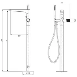 Omnires Contour Bateria Wannowa Wolnostojąca Antracyt CT8033AT