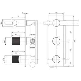 Omnires Contour Bateria Prysznicowo-Wannowa Podtynkowa z Słuchawką Prysznicową i Wżem Chrom CT8035/1CR