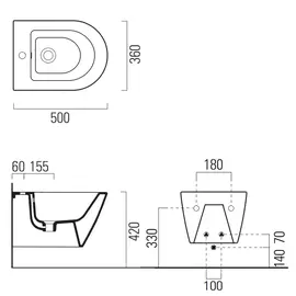 GSI Kube X 50x36cm Bidet Podwieszany 9464111