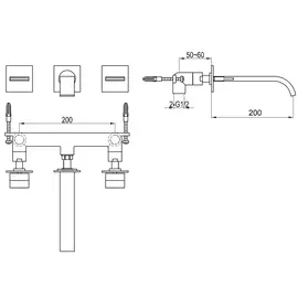 Kohlman axis bateria umywalkowa podtynkowa 3-otworowa chrom qw193n