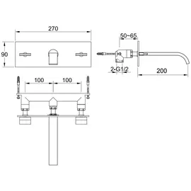 Kohlman axis bateria umywalkowa podtynkowa 3-otworowa chrom qw198n