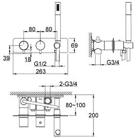 Kohlman axel gold bateria wannowa z termostatem podtynkowa złota qw265agd