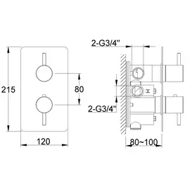 Kohlman axel bateria wannowa termostatyczna podtynkowa chrom qw432a