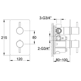 Kohlman axel black bateria wannowa termostatyczna podtynkowa czarny mat qw433ab