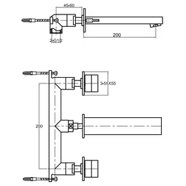 Kohlman excelent bateria umywalkowa podtynkowa 3-otworowa chrom qw193h