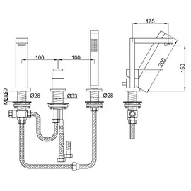 Kohlman excelent bateria wannowa 3-otworowa chrom qb241h