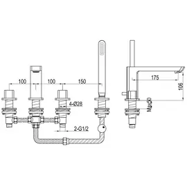 Kohlman foxal bateria wannowa 4-otworowa chrom qb240f