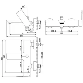 Kohlman proxima bateria wannowa ścienna chrom qw110p