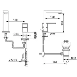 Kohlman nexen bateria umywalkowa chrom qb205u