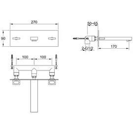 Kohlman nexen bateria umywalkowa podtynkowa 3-otworowa chrom qw195u