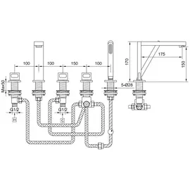 Kohlman nexen bateria wannowa 5-otworowa chrom qb242u