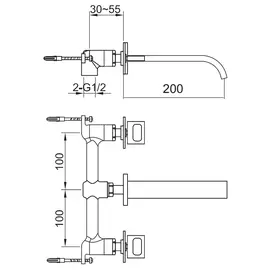 Kohlman nexen-s bateria umywalkowa podtynkowa 3-otworowa chrom sqw193u