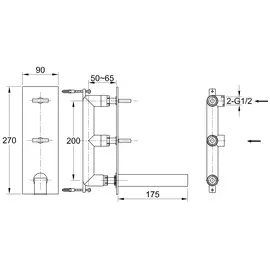 Kohlman nexen-s bateria umywalkowa podtynkowa 3-otworowa chrom sqw196u