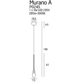 Maxlight murano a p0245 lampa wisząca chrom