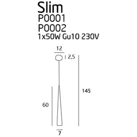 Maxlight slim p0001 lampa wisząca krótka biała