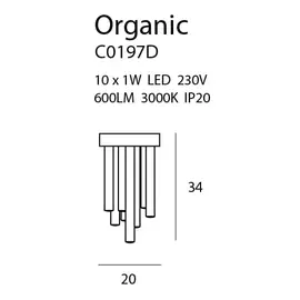 Maxlight organic c0197d plafon złoty