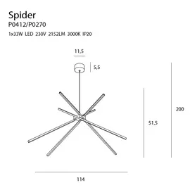 Maxlight spider p0412 lampa wisząca czarna