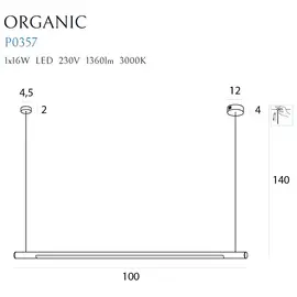 Maxlight organic horizon p0357d lampa wiszaca ściemnialna biała