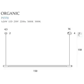 Maxlight organic horizon p0358d lampa wiszaca ściemnialna czarna