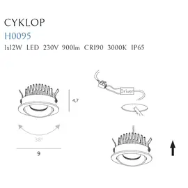 Maxlight cyklop h0095 oprawa wpustowa czarna ip65