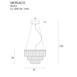 Maxlight monaco p0423 lampa wisząca złota