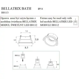 Bellatrix  h0113 oprawa wpustowa bath biała ip54- bez modułu świetlnego led h0112