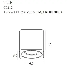 Maxlight tub c0212 lampa sufitowa kwadratowa czarna + pierścień ozdobny złoty rc0155/c0156 gold