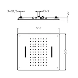 Mobi horizon sky nickel brushed trójfunkcyjna deszczownica sufitowa